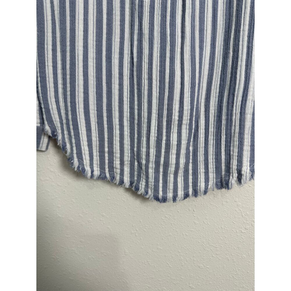 C&C California Women Blue Button-Down Shirt Large Gauzy Beach nautical - Picture 9 of 10